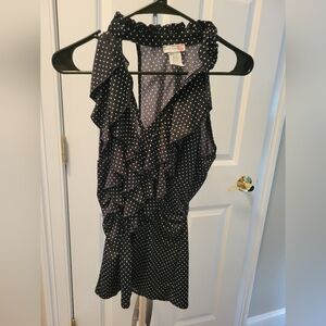 Polka Dot Ruffle Sleeveless Top. Medium